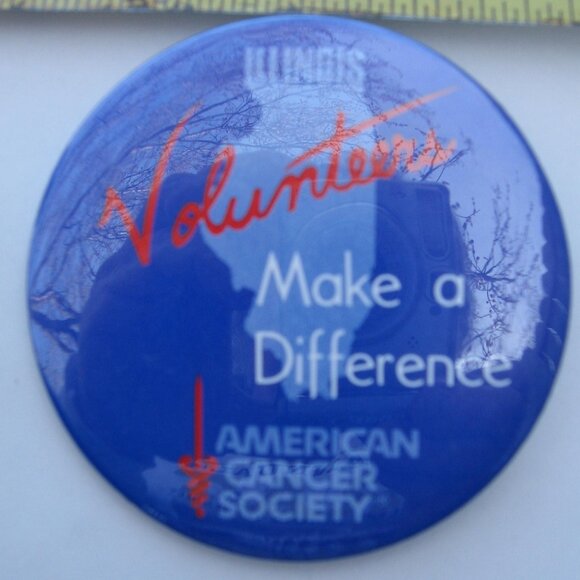 Illinois Volunters Make a Difference American Cancer Society Pinback Button - Picture 1 of 1